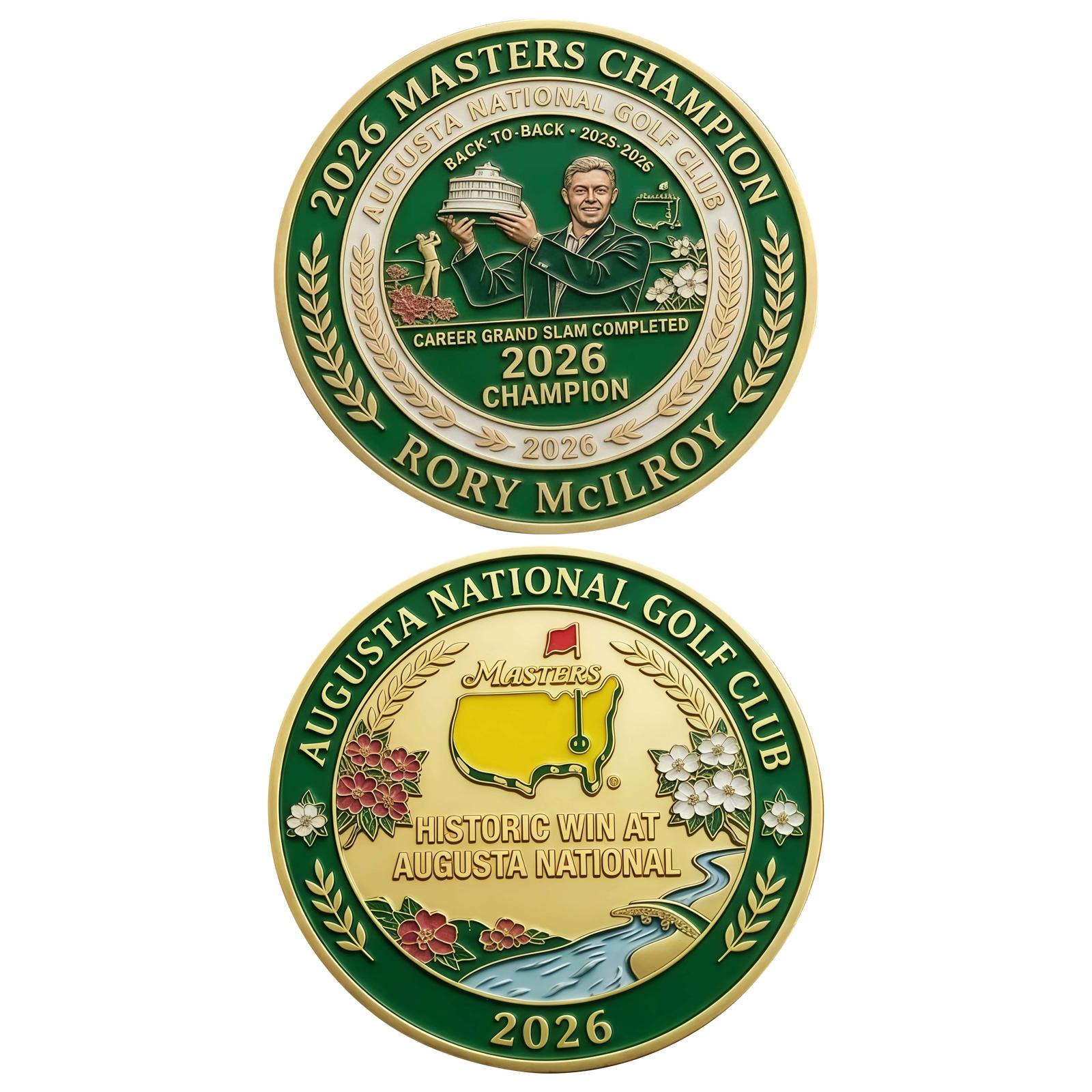 2026 Masters Champion Commemorative Coin Career Grand Slam Golf Collector Coin Augusta National Golf Club Souvenir чёрный