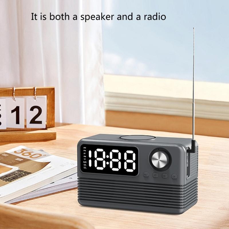 15W Wireless Charging Bluetooth-compatible Speaker with LED Mirror Clock Double Alarms Not Theft Designs Suitable for Home Office