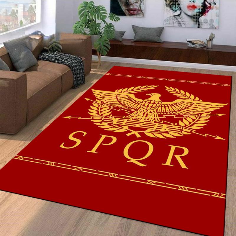 Roman Empire SPQR Eagle Emblem Red Carpet, Classic Floor Mat Decor Suitable for Use As an Anti-slip for Living Room Bedroom Sofas