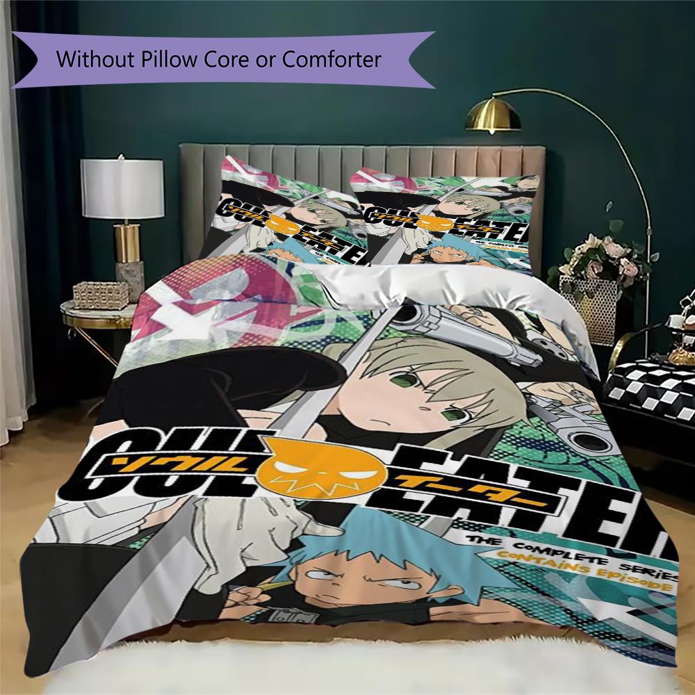 Soul Eater Pattern Bedding uilt Set uilt Cover Pillowcase Home Decoration Birthday Gift (1 * duvet cover + 2 * pillowcase without core)173