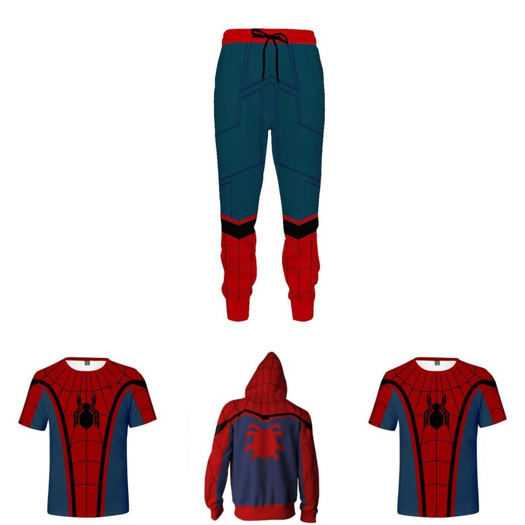 Incredible Spiderman Hoodie Jacket T-shirt Trousers Superhero Cosplay Set For Men