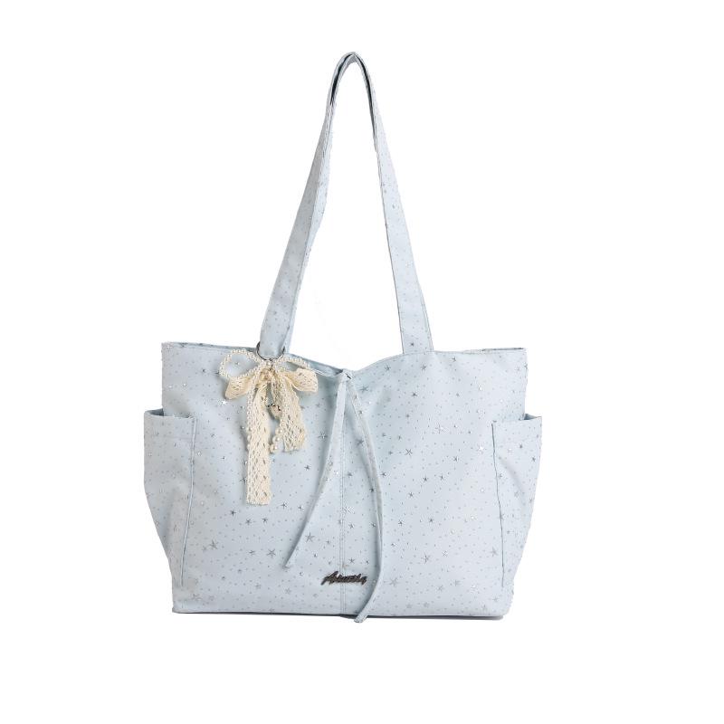 

Женская универсальная сумка-тоут большого объема в корейском стиле Single Bag светло-синий