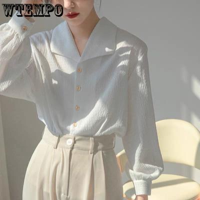 Chemise femme printemps et automne chemise blanche design à haute texture petite chemise femme ample tempérament français haut
