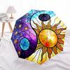 1 Stück Buntglas Yin Yang Sonne Mond Sterne Automatisches Öffnen Schließen Regenschirm, Tragbares Dreifach faltbares Design mit 8-Speichen-Eisenrahmen, Outdoor-Regenschirm, Festivalgeschenk f
