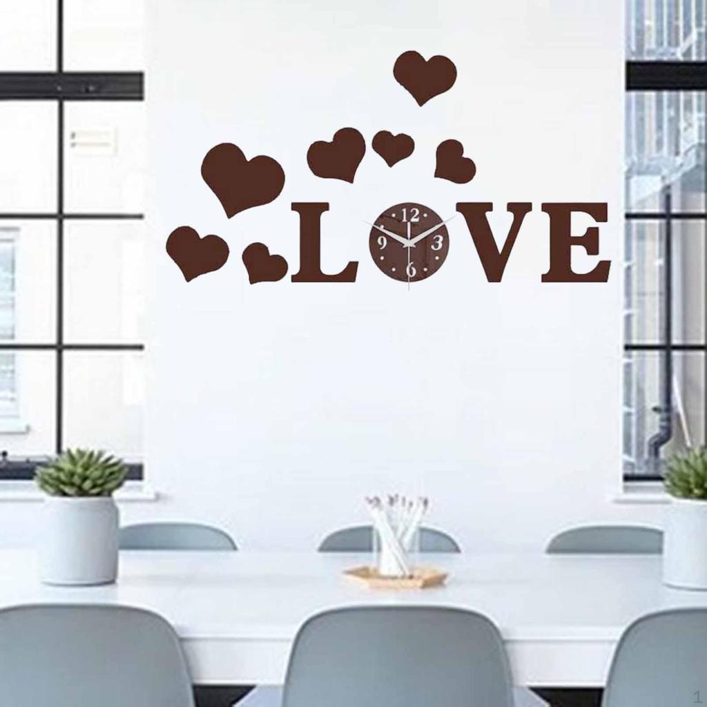 Liebesherz Wanduhr Aufkleber DIY Abziehbild Dekorativ Praktisch Robust Leise Heimdeko für