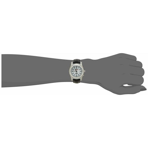 Cue and Cue Watch Analog Radio Solar Waterproof Leather Strap HJ03-304 Women's Black