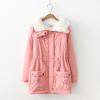 Autumn and Winter Mid-length Tooling Cotton-padded Jacket Women's Drawstring Waist Lamb Velvet Thick Warm Jacket
