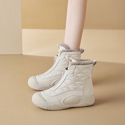 Augustine Snow Boots Women's 2025 New Winter Velvet Platform Martin Boots Outdoor Thickened White Cotton Shoes