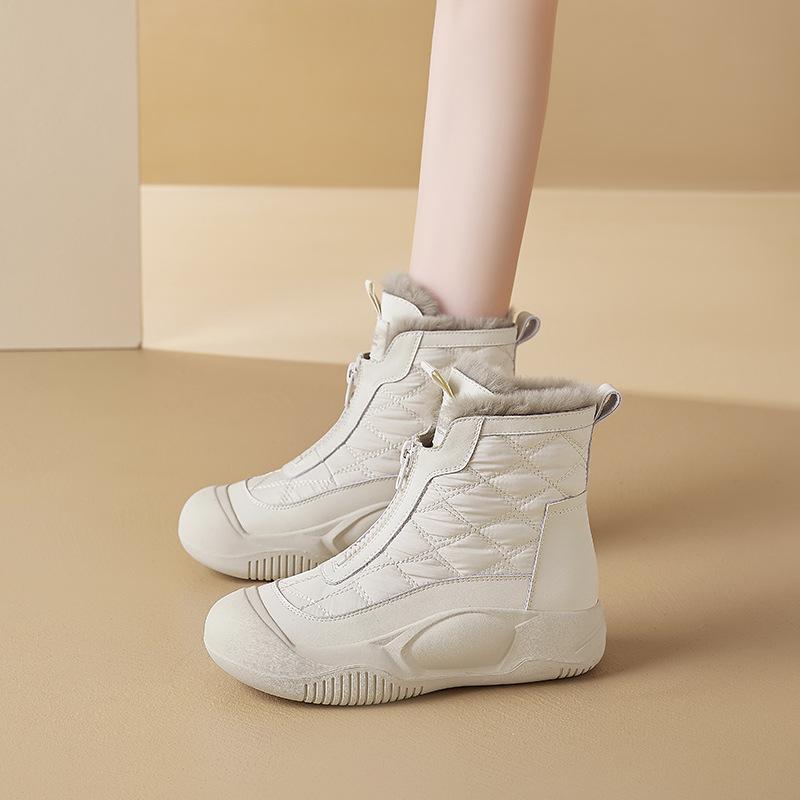 Augustine Snow Boots Women's 2025 New Winter Velvet Platform Martin Boots Outdoor Thickened White Cotton Shoes