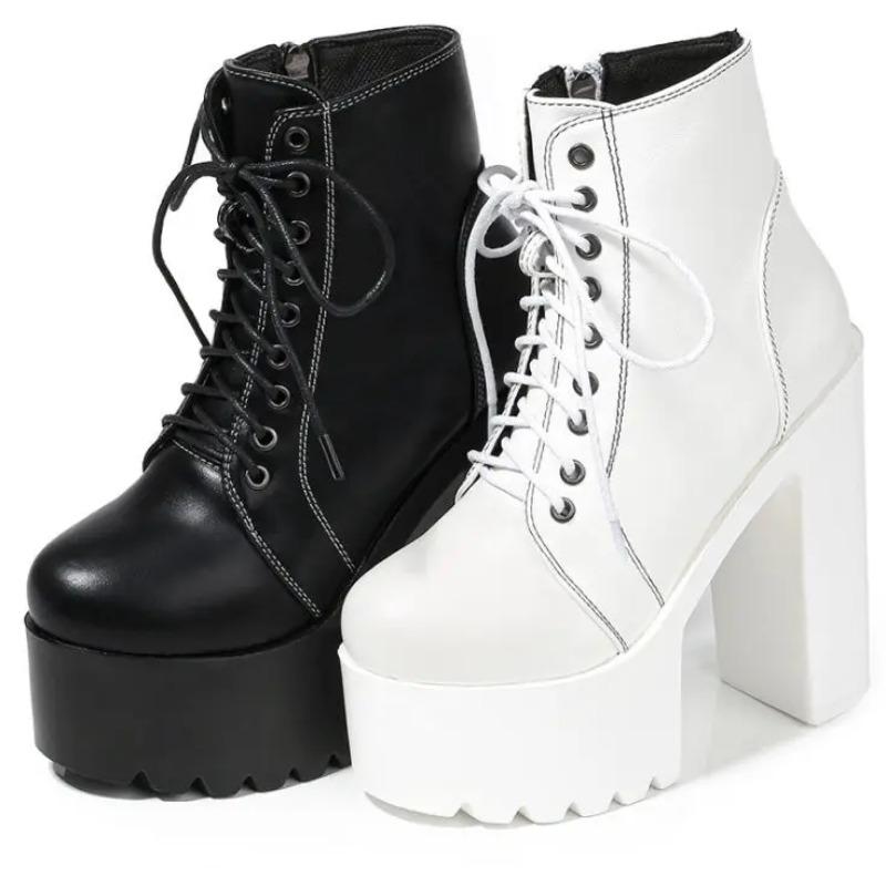 Europe and America Style Sexy High Heels 15 Cm Crude with Super High Heel Women's Boots Ankle Boots Classic Fashion Short Boots