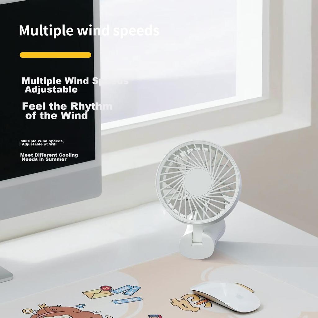Newmine Handheld Mini Fan, Compact Stand-Up And Foldable Fan, for Office, Type-C, White