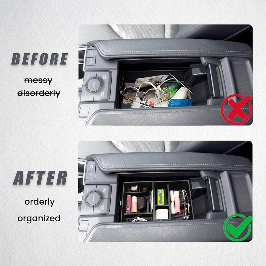 2 Stück Mittelkonsolen-Organizer-Ablage Kompatibel mit 2024 Toyota Grand Highlander (Hybrid) Mittelarmlehnen-Aufbewahrungsbox Einsatz Innenraumzubehör