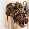 Plaid Korean Style Scarf 2025: Imitation Cashmere, Tassel Shawl for Autumn/Winter, Warm Thick Neck Warmer for Couples