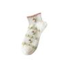 Women's Spring and Summer White Japanese-Style Cartoon Tulip Short Socks.
