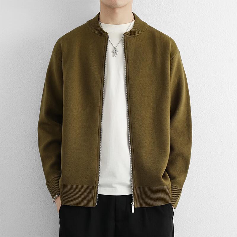 ROMON Men's Autumn Knitted Baseball Collar Cardigan Jacket
