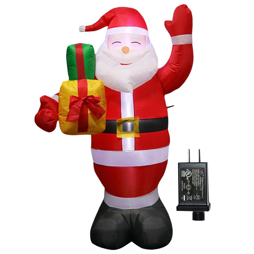 LED Inflatable Cute Air Blown Up Toy Illuminated Santa Claus Ornament Lighted Giant Model Ornament for Xmas Garden Party Decor