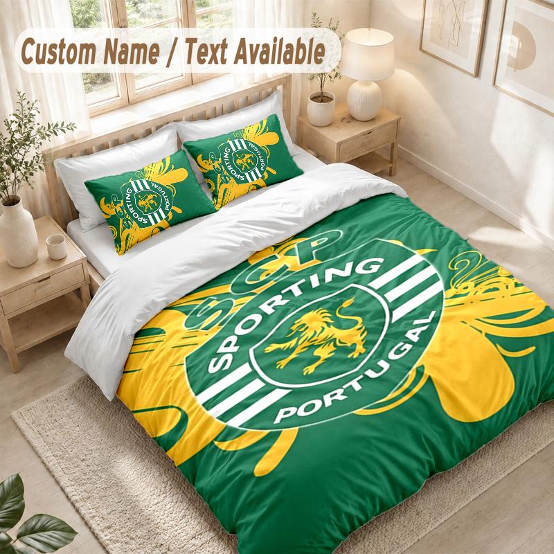 Sporting Cp Bedding Set, 1 Duvet Cover & 2 Pillowcases Soft Comfortable Bedroom Home Textile Decor