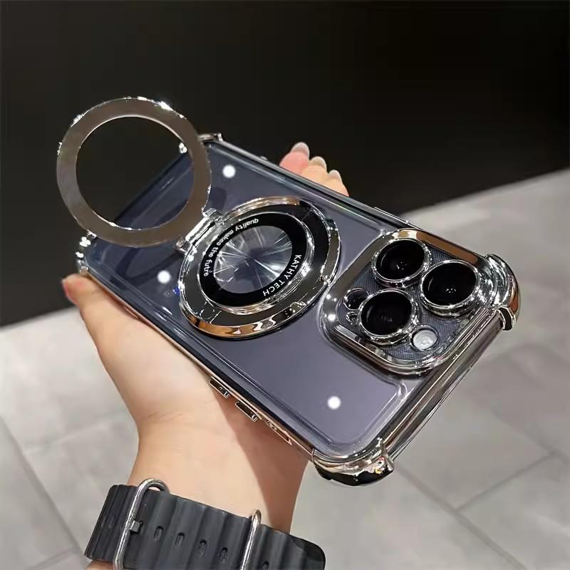 Applicable to iPhone17 magnetic suction bracket mobile phone case Apple 16 four corners anti-drop 15proMax airbag protective cover 14