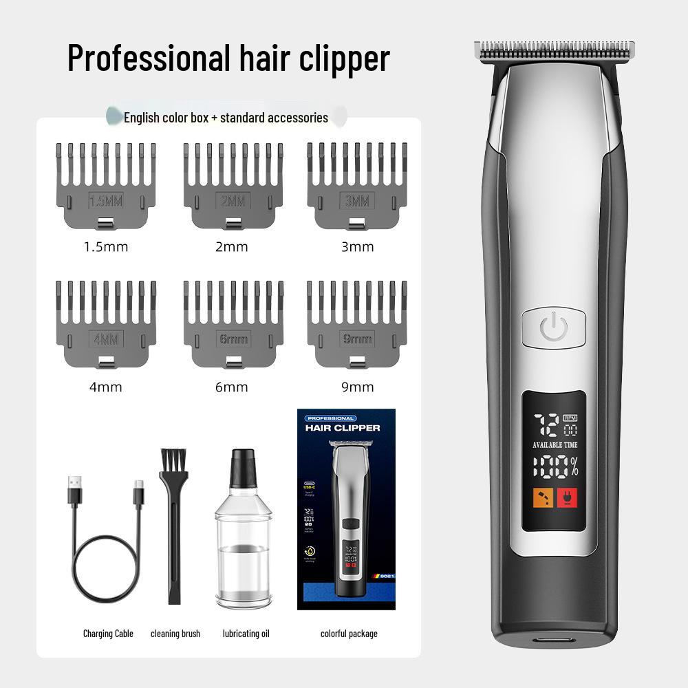Waterproof Professional Hair Clipper: Quick Charge, Oil Head, Bald Head, Home Hairdressing Trimmer.