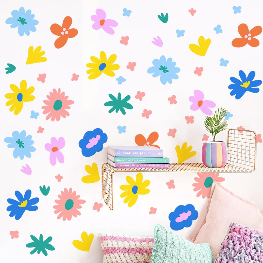 Cartoon Flower Wall Stickers Self Adhesive Kids Room Kindergarten Wall Decor Decals