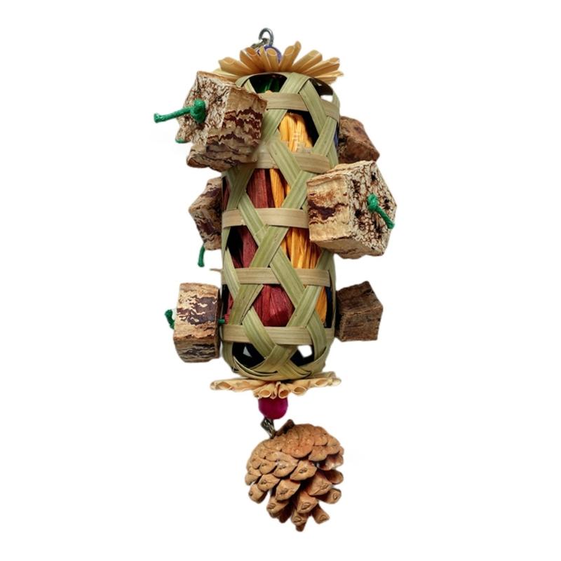 Small Animal Chew Toy for Bird Parrots Chewing Toy Cornhusk Woven Toy for Chewing Teeth Grinding Supplies 1