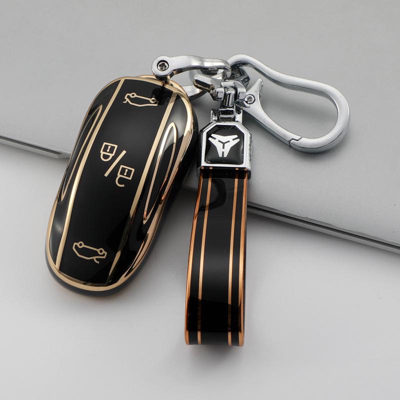 Fashionable Gold Edge TPU Key Case for Tesla Model X