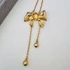 Oscar Gold-Plated Retro Bow Pendant Necklace - Minimalist Women's Design