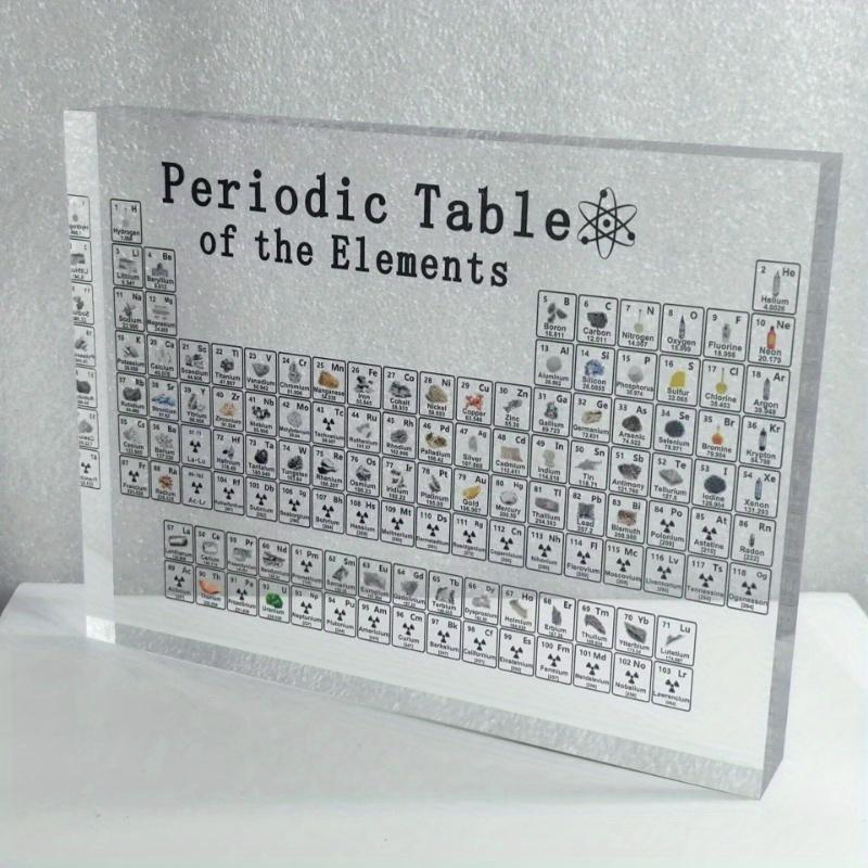Stolní displej periodické tabulky prvků s reálnými prvky Dětské učební dárky Chemický prvek Domácí akrylová periodická tabulka