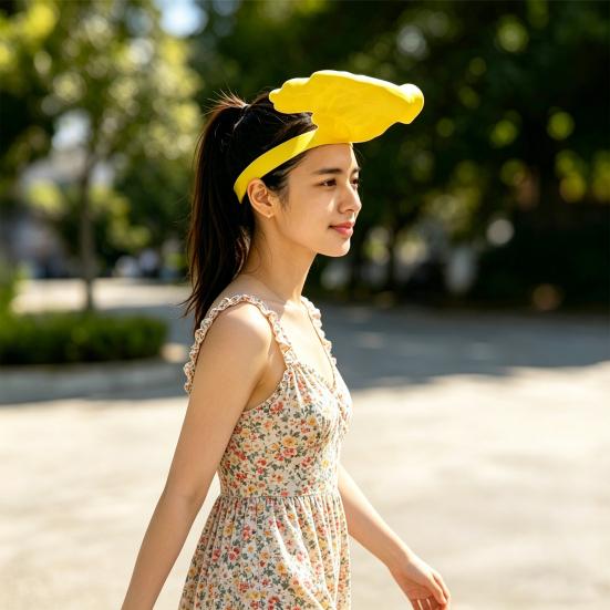 Cappello da Sole Palmare Che Blocca il Sole Visiera Stampata in 3D Fascia Elastica a Tesa Larga Cappello da Esterno per la Protezione Solare