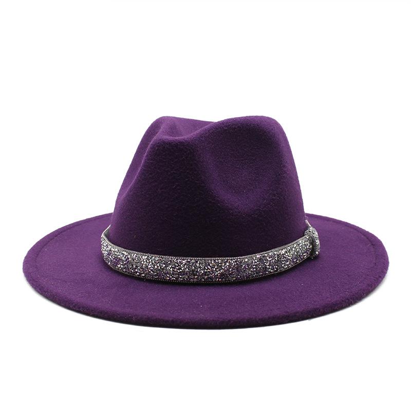 2021 Autumn Men'S And Women'S Woolen Hats, Solid Color Jazz Top Hats, Crystal Diamond Gift Hats