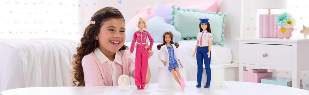 Barbie Work with Pilot Doll House for Pretend Play Barbie Ages JKF75 Barbie! Dress-Up & - Doll, 3+, Blue,