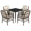 VidaXL Ensemble à Manger de Jardin avec Coussins 5 pcs, Table et Chaises de Patio, Meubles d'Extérieur Terrasse, Moderne, 3212111