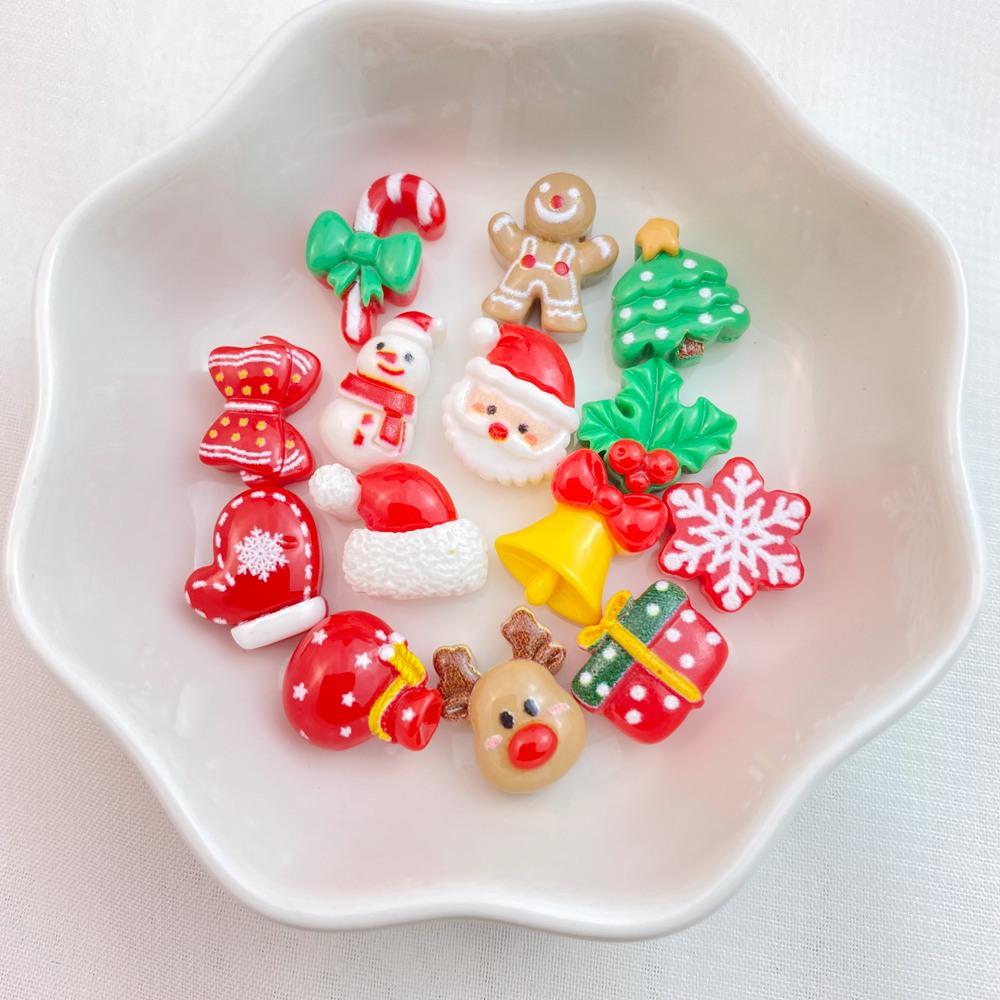 30Pcs New Cute Resin Mini Christmas Collection Flat Back Manicure Parts Embellishments For Hair Bows Accessories