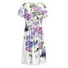 Womens Plus Size Summer Dress Casual Short Sleeve Paletead Waist Loose Fit Swing T-Shirt Dress With Pockets