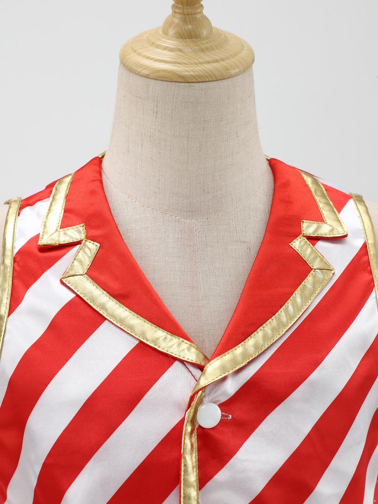 Children's Xmas Costume Vest Candy Cane Striped Sleeveless for Christmas Theme Party