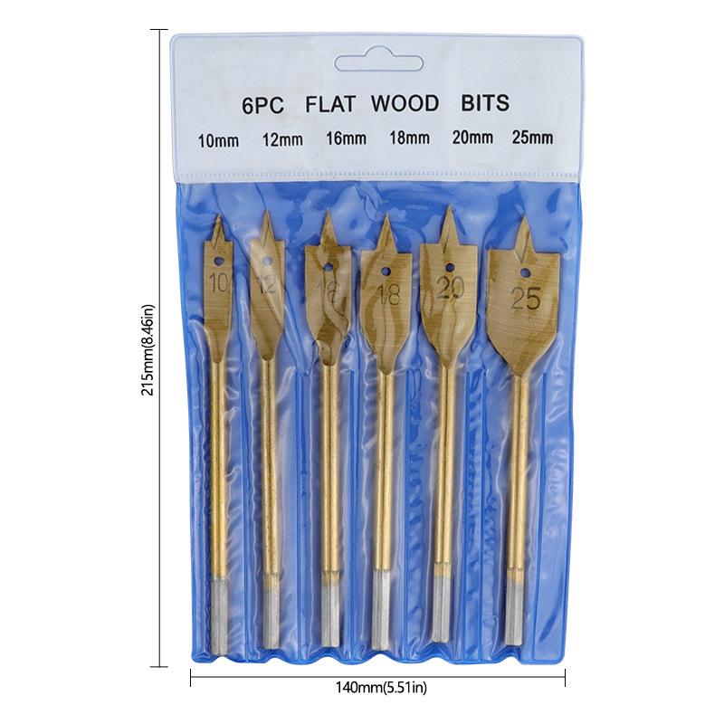 6-Piece Titanium Hex Shank Woodworking Flat Chisel Set for Electric Drills