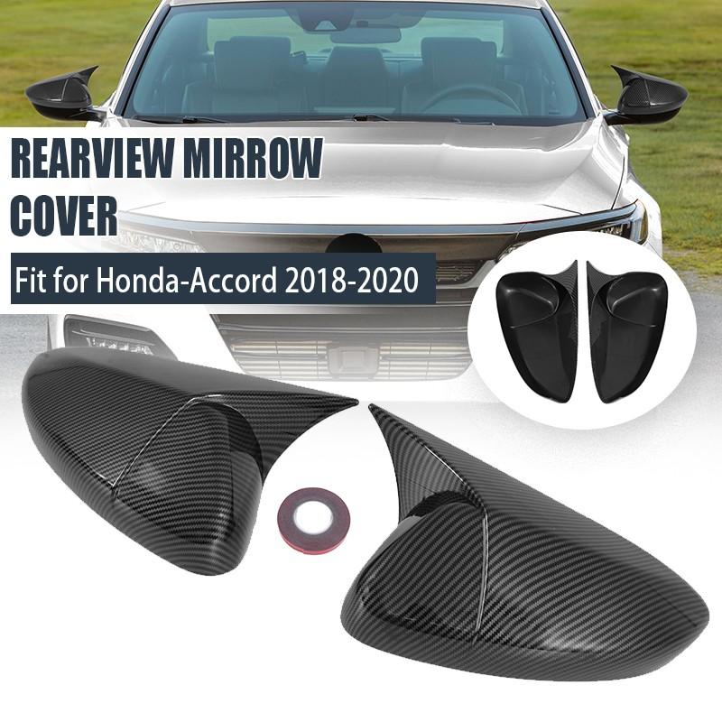 Side OX Style Mirror Cover Caps For 2018-22 Honda Accord 10th Carbon Fiber Black