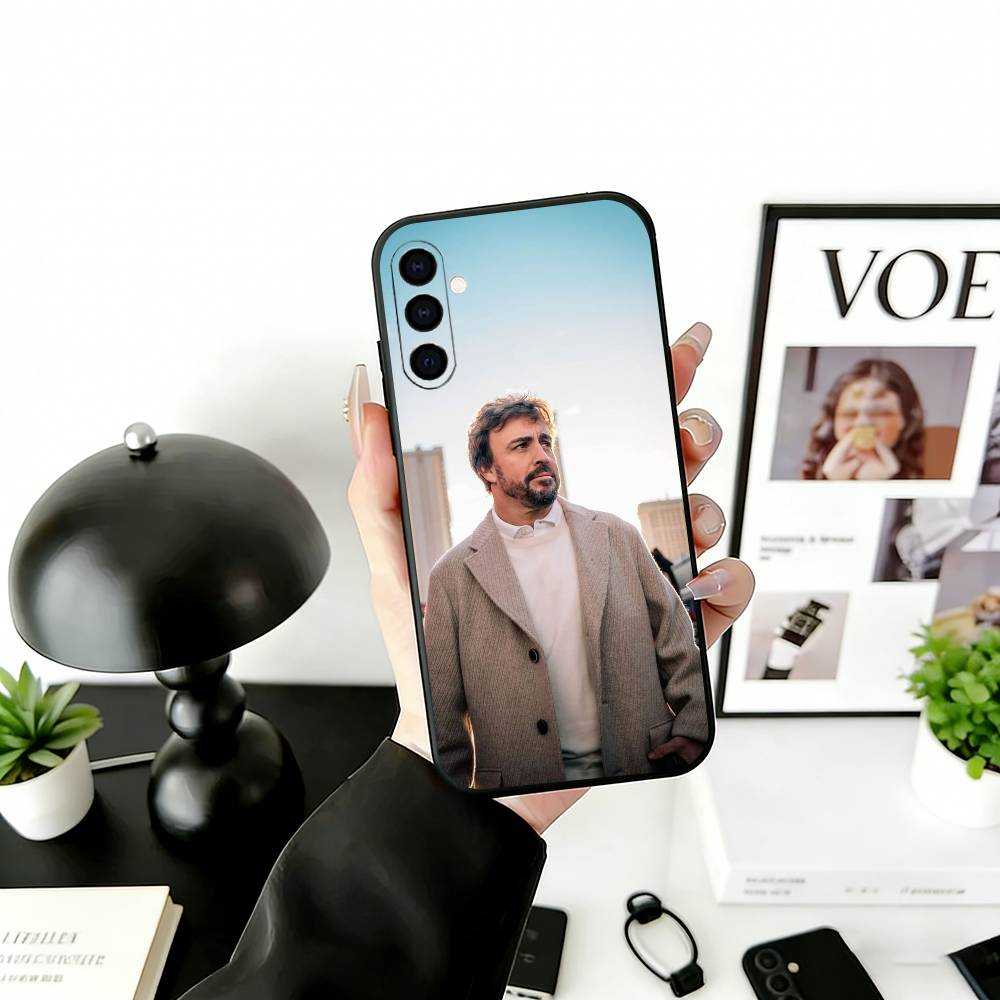 

14 D-Driver F-Fernando A-Alonso Phone Case Black Silicone Soft For Samsung Galaxy A73,A72,A71,A70,A53,A52,A51 Samsung a71 4g
