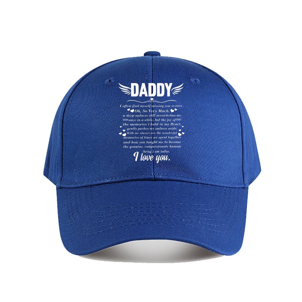 Daddy Memorial Canvas Wall Art Loving Quote Wings Heart Baseball Cap Fashion Unisex Sunhat Womens Outdoor Sports