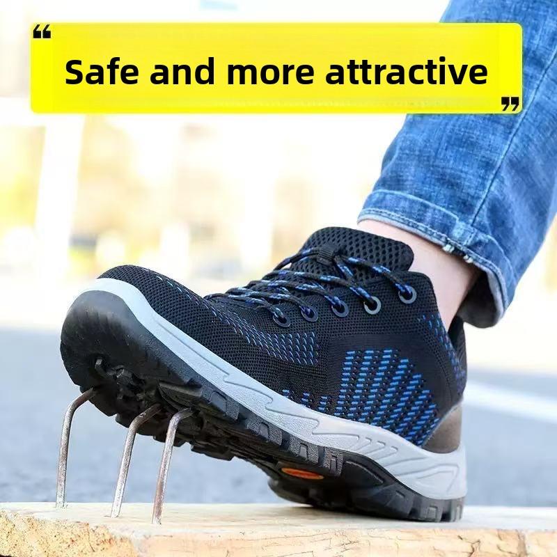 Men's Safety Shoes Anti Slip Working Shoes Breathe Waterproof Steel Toe Sneakers Anti Smashing Piercing Work Shoe Wear-resistant
