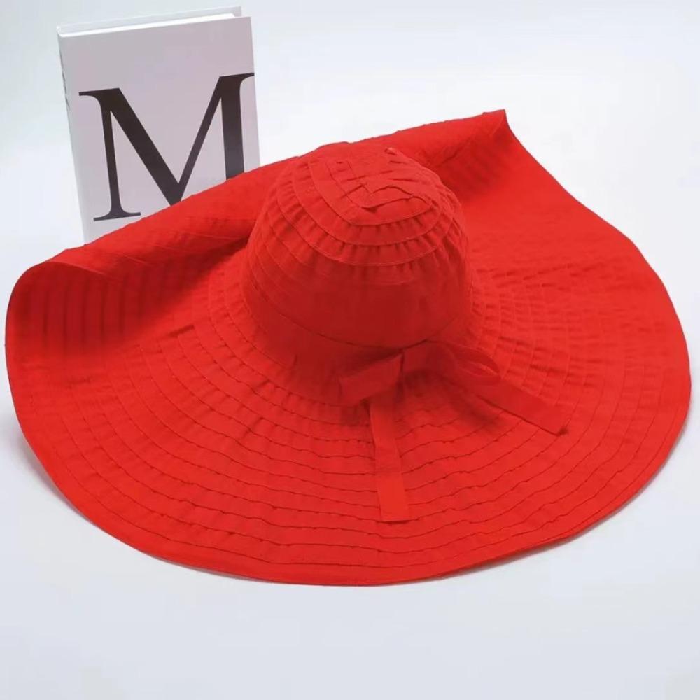 Sunscreen DIY Moldable Wide Brim Hat Bowknot Women Sun Hat Simple Plastic Bucket Hat  Travel