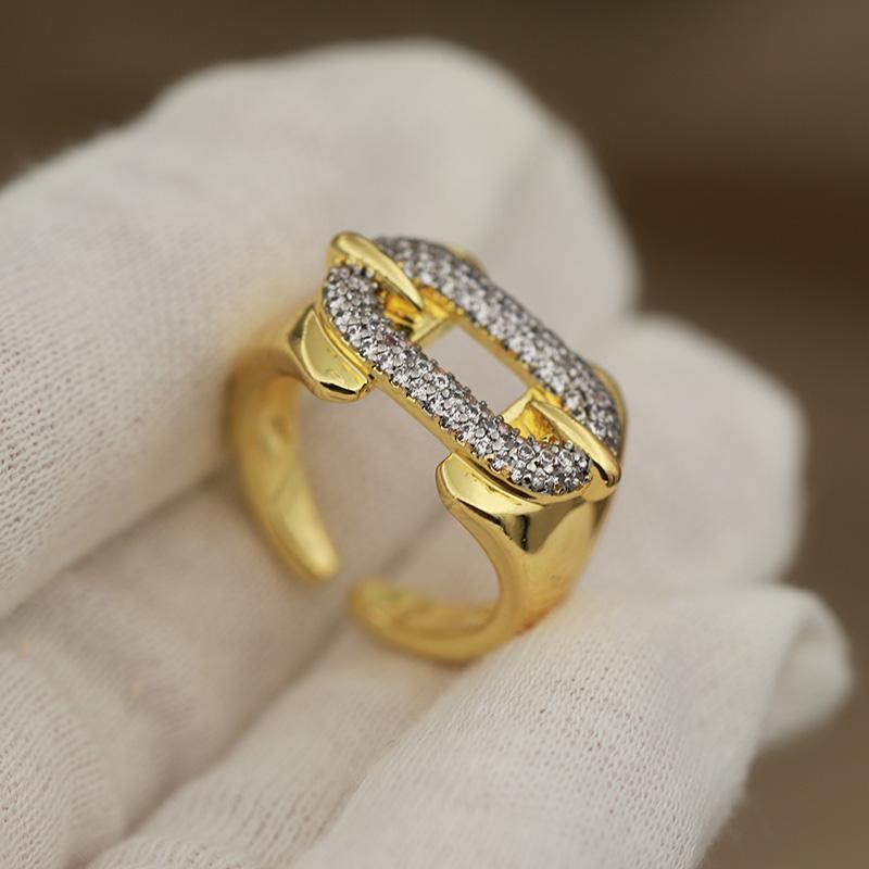 New Sight Accessories Zirconia Metal Beads Open Rings for Women Luxury Crystal Waterdrop Wedding Engagement Rings