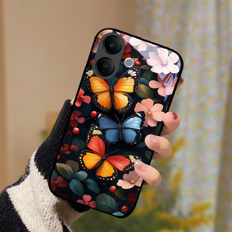 For VIVO V60 Lite V60Lite Case Fashion Painting Tempered Glass Cover For VIVO V 60 Lite Phone Shell Casing Anti Drop Fundas Capa