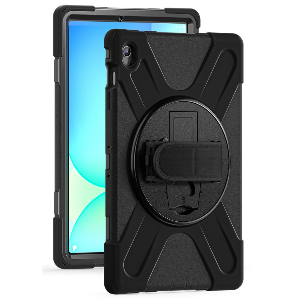 For Samsung Galaxy Tab S10 FE+ SM-X620/ SM-X626B Case Rotary Kickstand PC+Silicone Hand Strap Tablet Cover