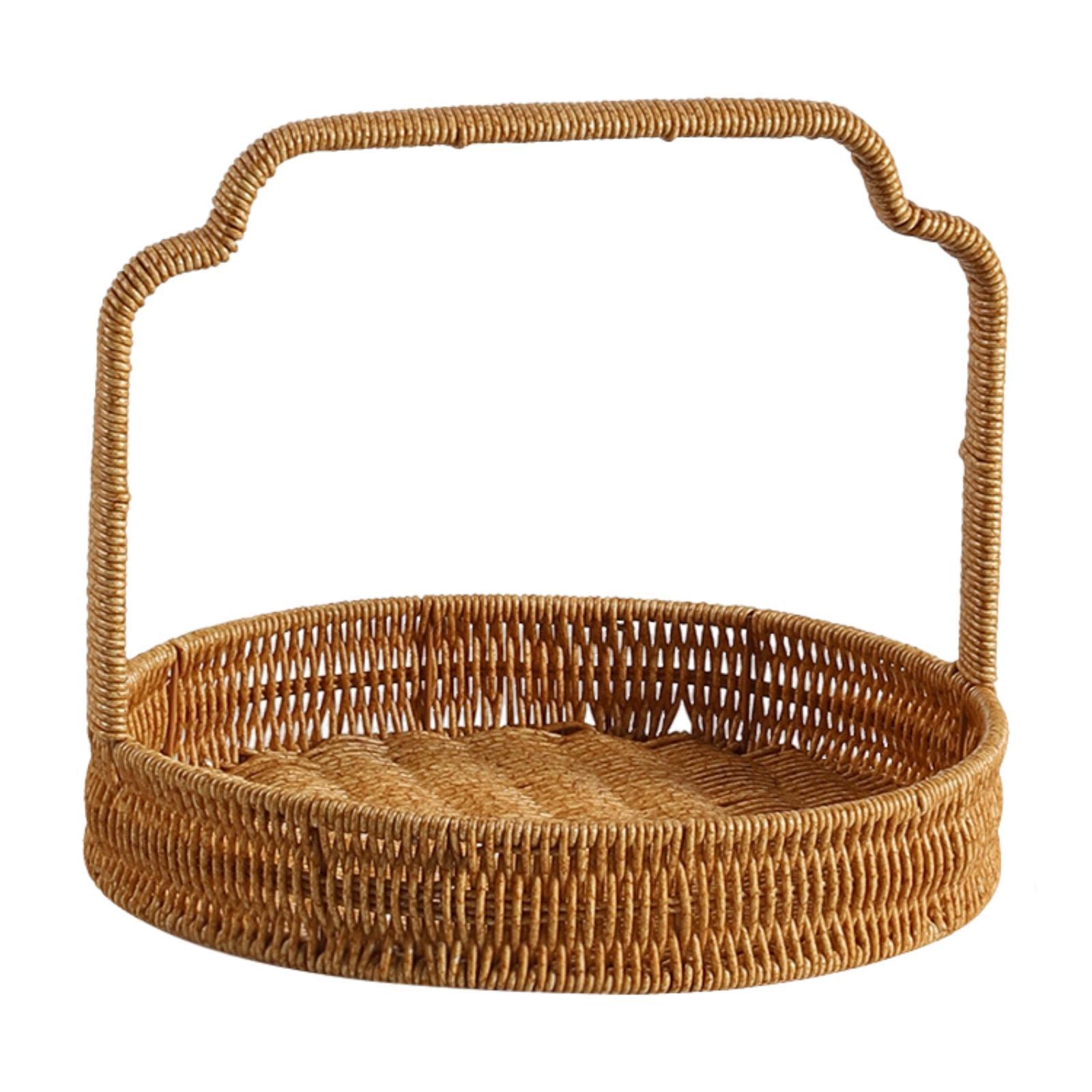 

Fruit Bread Basket Tabletop Rustic Vegetables Food with Handle Serving Tray for Restaurant Baking Kitchen Counter Camping Picnic