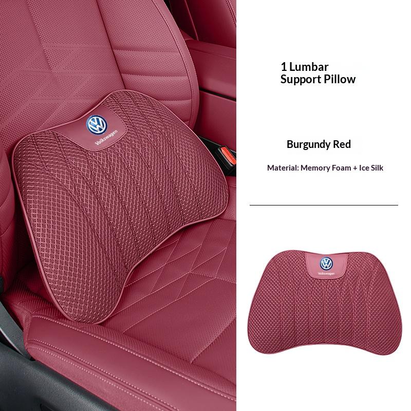 Volkswagen leather headrest ice silk breathable fabric for VW Golf 8 id3 T-roc Passat B8 GTI neck pillow cushion seat cushion