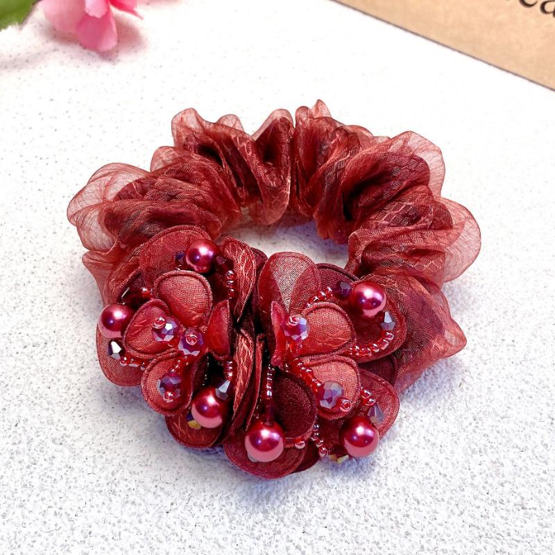 Korejská luxusní gumička do vlasů čelenka drdol dámská jednoduchá vysoce elastická gumička do vlasů květina O-kroužek do vlasů