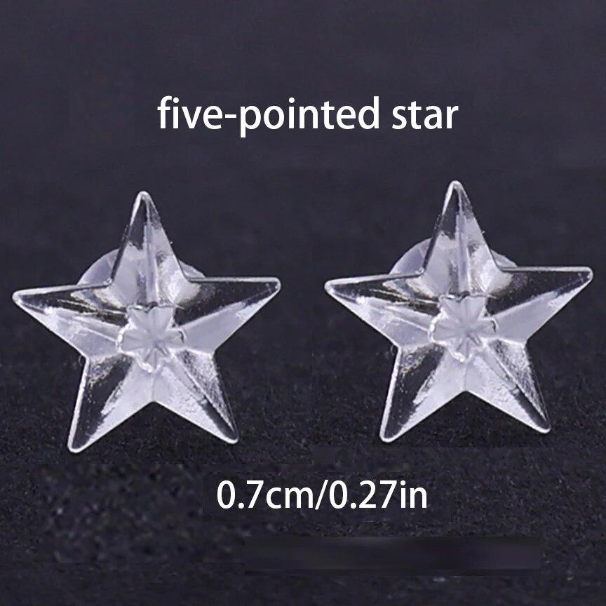 

1 пара смоляных шпилек для ушей, прозрачные невидимые серьги, антиаллергенные мягкие милые женские студенческие серьги-гвоздики в форме звезды, пирсинг для ушей Star