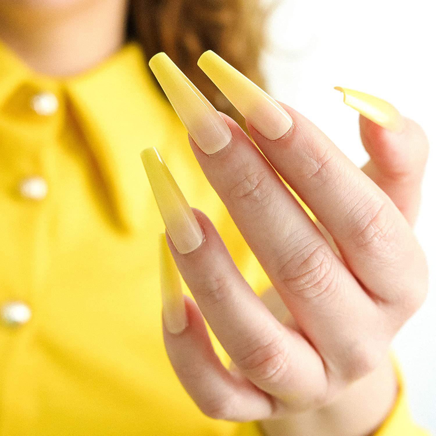 

24-Piece Gradient Yellow Removable Press-On False Nail Tips