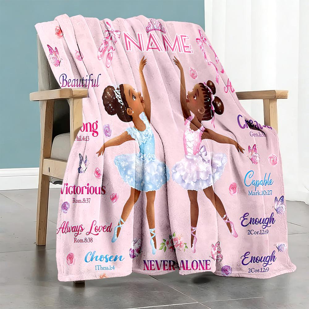 Two Girls Customize Your Name Blanket Lightweight Customizable Blanket Soft & Cozy Throw For Chair Living Room Bed Office Chair